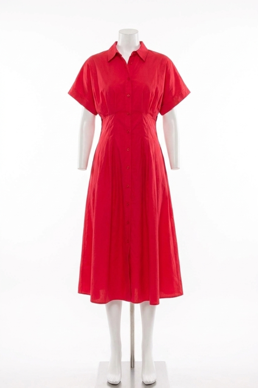 NEW ALDEN ADAIR becca midi dress in poppy pink